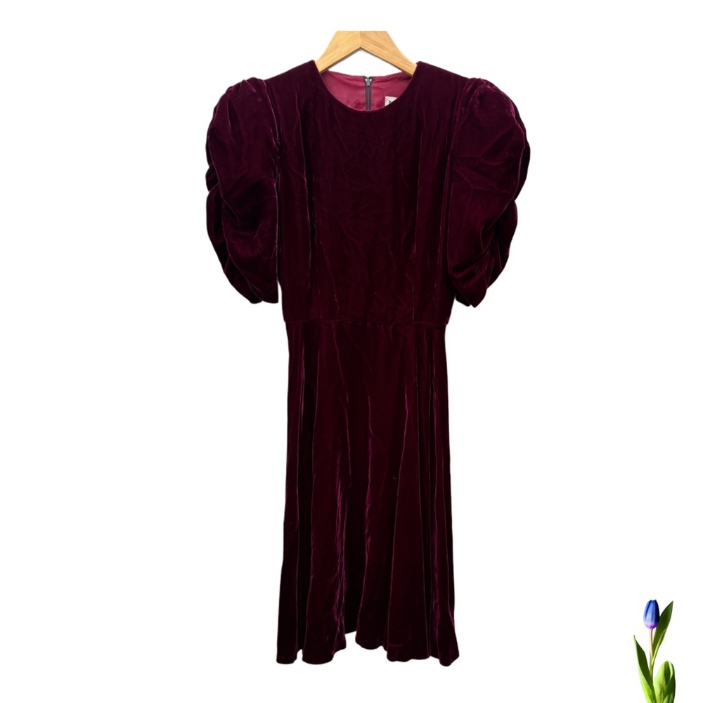 Vintage Burgundy Velvet Dress NUIT PETITES  Union Made U.S.A. Size 6